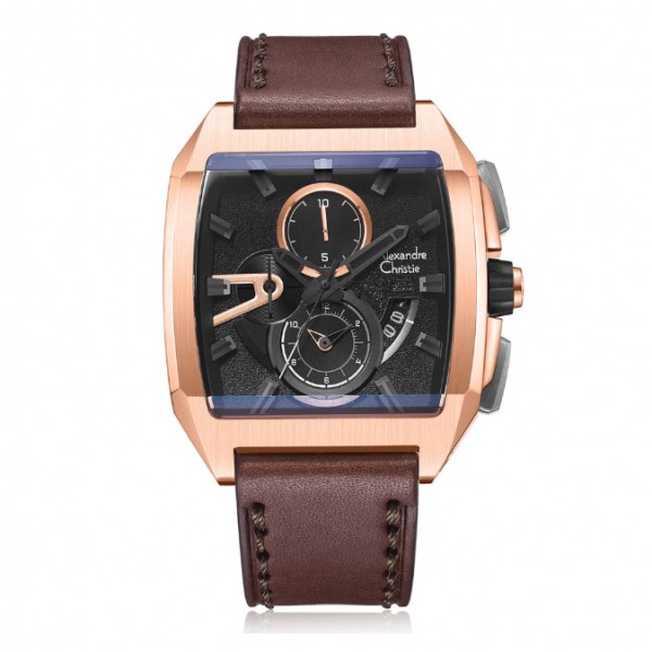 Alexandre Christie AC 6617 Rosegold Brown Leather MCLBRBA